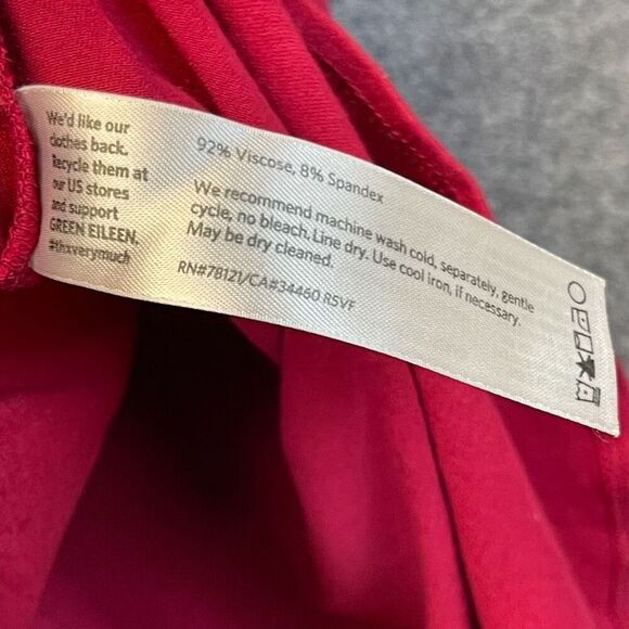 EILEEN FISHER Top Women’s Small Red Stretch Jersey Long Sleeve Crewneck T-Shirt - Picture 7 of 10